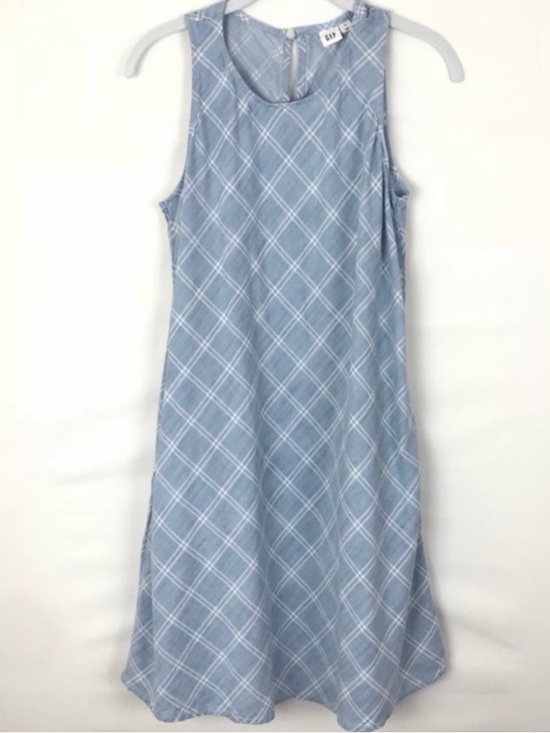 GAP Dresses & Skirts - GAP Light Blue Plaid Sleeveless A-Line Dress ** Bundle 5/$15